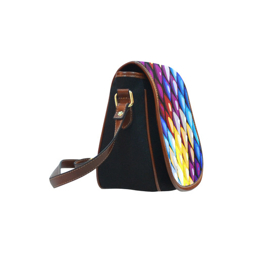 Abstract Colors Red Blue Yellow Purple Saddle Bag/Small (Model 1649)(Flap Customization)