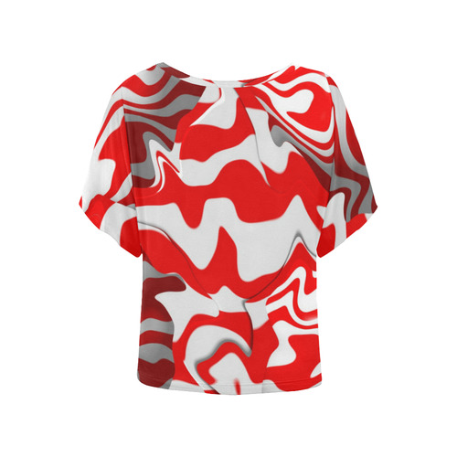 Weis Rot Marmoriet Women's Batwing-Sleeved Blouse T shirt (Model T44)
