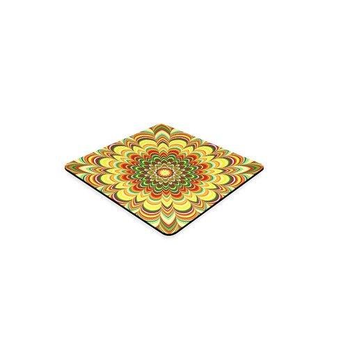 Colorful flower striped mandala Square Coaster