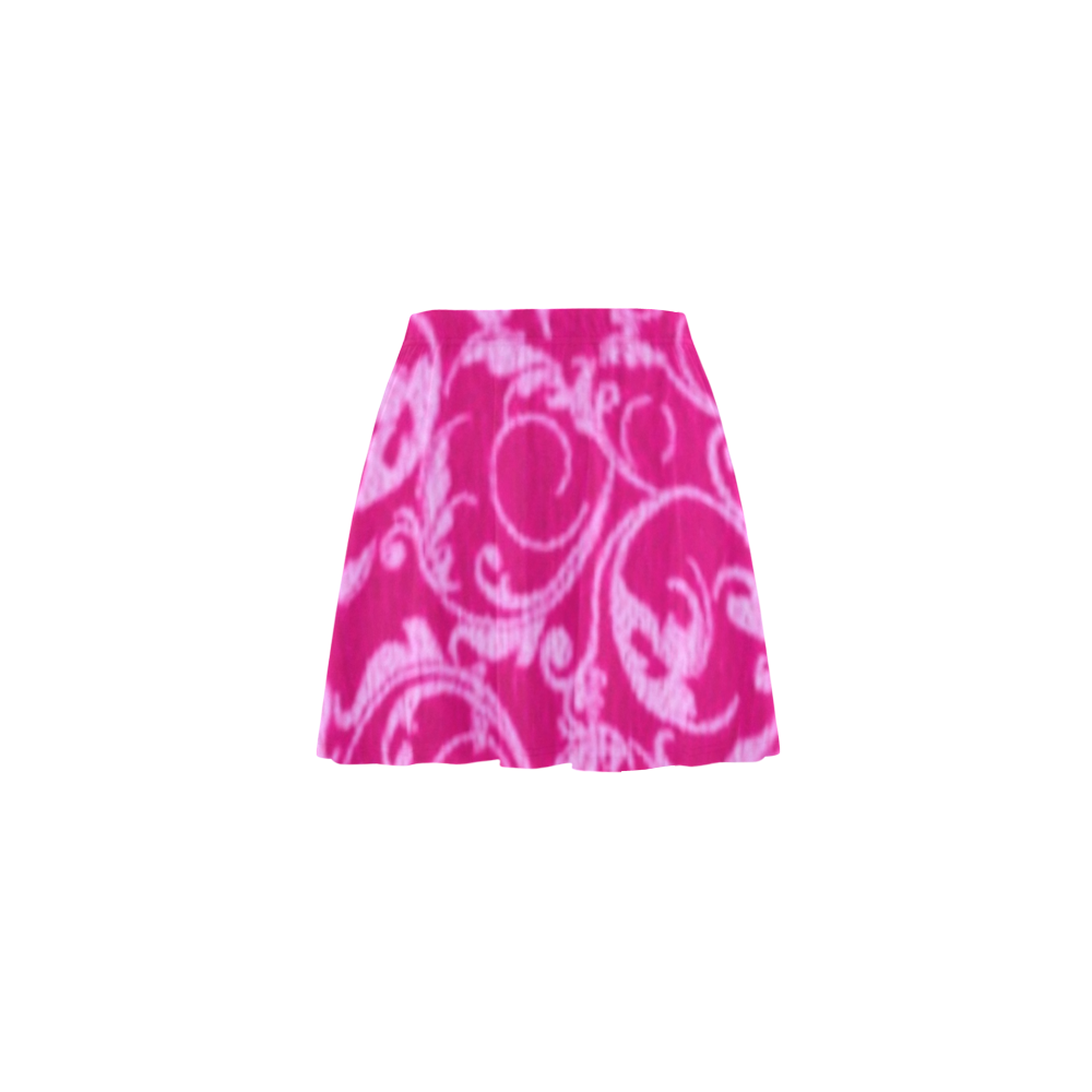 Hot Pink Swirls Mini Skating Skirt (Model D36)