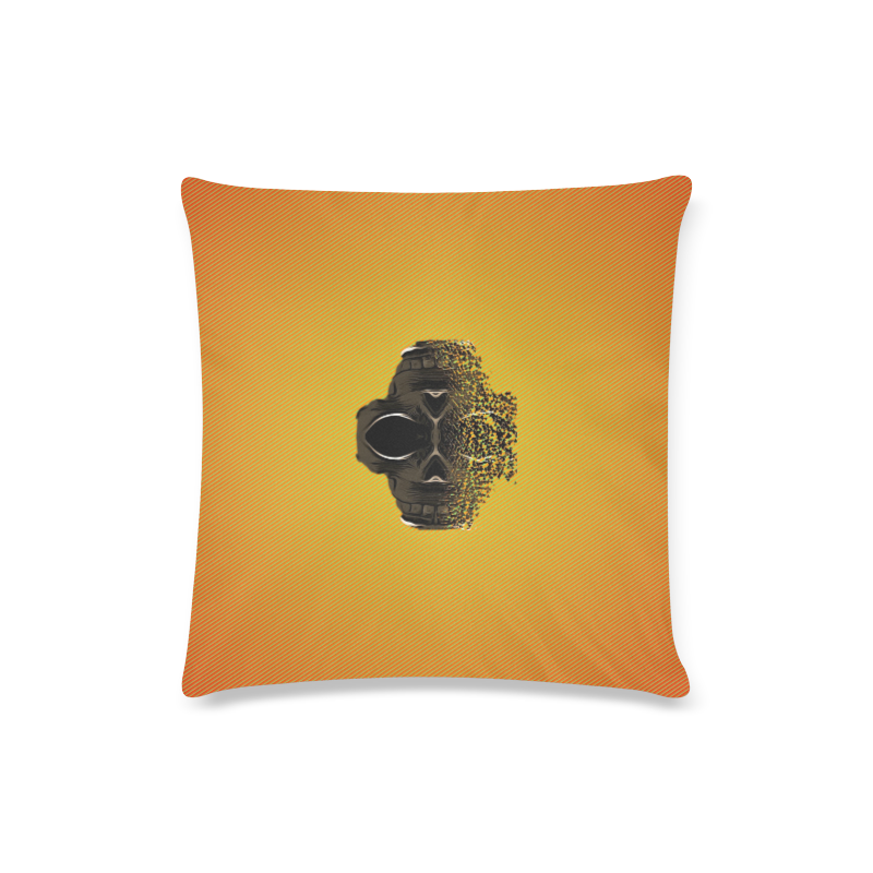 fractal black skull portrait with yellow abstract background Custom Zippered Pillow Case 16"x16"(Twin Sides)
