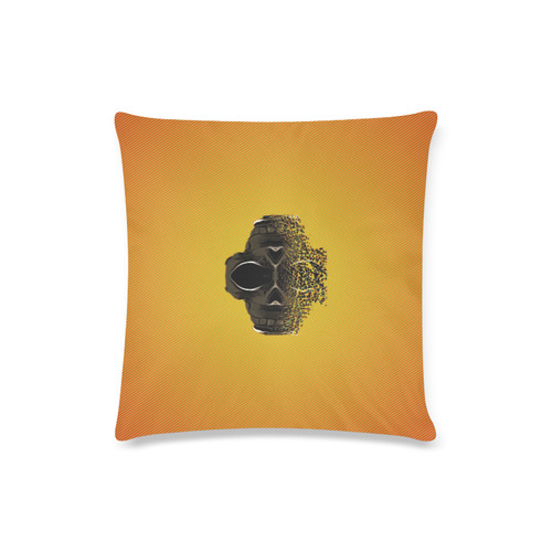 fractal black skull portrait with yellow abstract background Custom Zippered Pillow Case 16"x16"(Twin Sides)