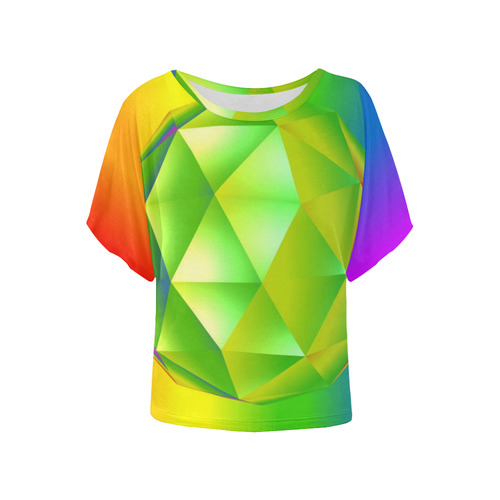 Quillt 3D Rainbow Women's Batwing-Sleeved Blouse T shirt (Model T44)