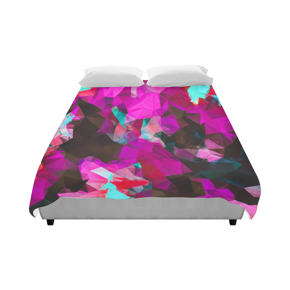 psychedelic geometric polygon abstract pattern in purple pink blue Duvet Cover 86"x70" ( All-over-print)