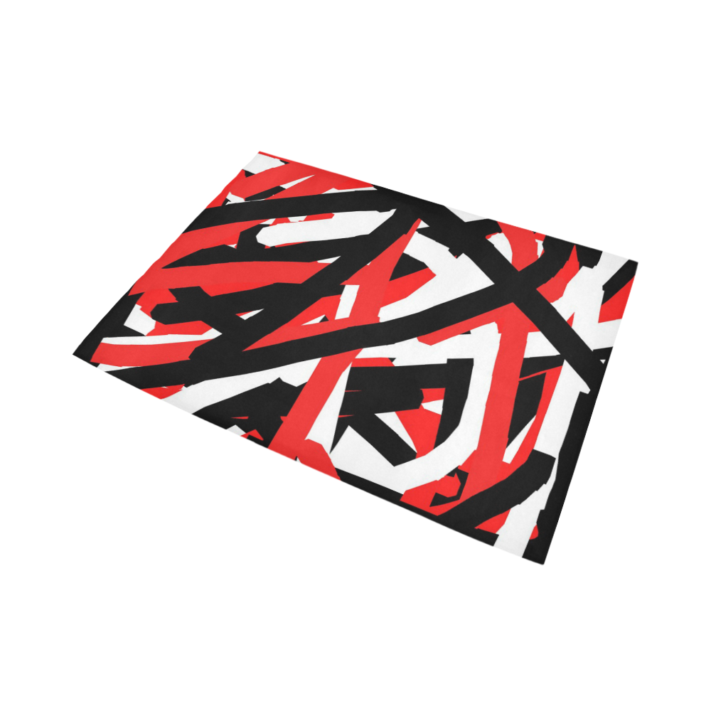 Red, Black and White Graffiti Area Rug7'x5'