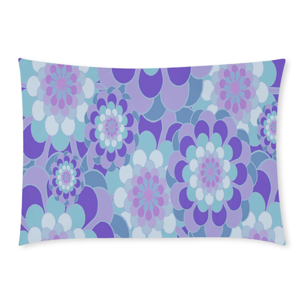 Purple Turquoise Floral Custom Rectangle Pillow Case 20x30 (One Side)