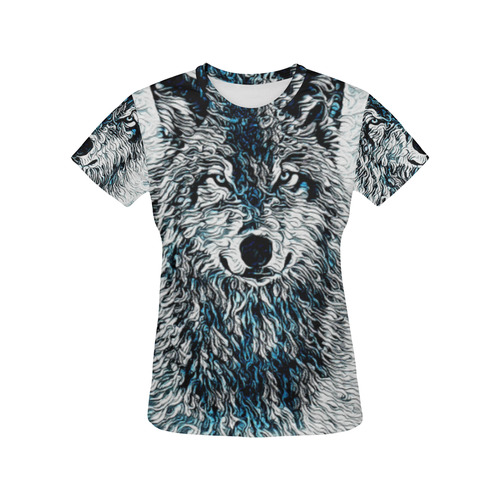 ICE WOLF OR HUSKY All Over Print T-Shirt for Women (USA Size) (Model T40)