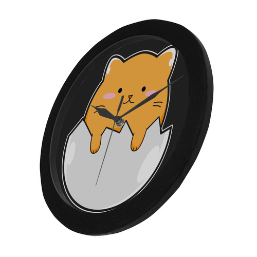 Happy Cartoon Cat Egg Circular Plastic Wall clock