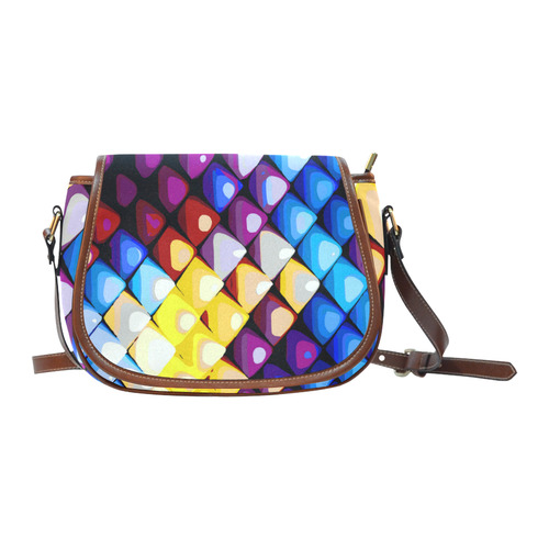 Abstract Colors Red Blue Yellow Purple Saddle Bag/Large (Model 1649)