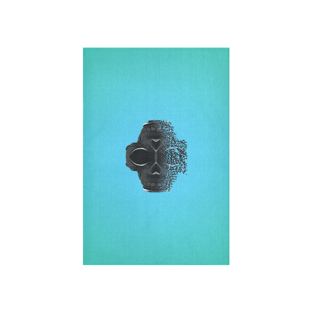 fractal black skull portrait with blue abstract background Cotton Linen Wall Tapestry 40"x 60"