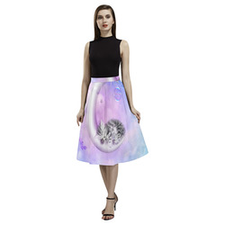 Cute sleeping kitten Aoede Crepe Skirt (Model D16)