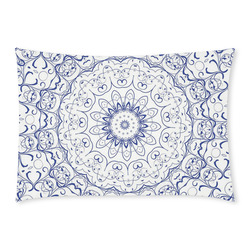 Blue Floral Lace Fractal Custom Rectangle Pillow Case 20x30 (One Side)