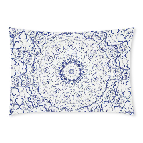 Blue Floral Lace Fractal Custom Rectangle Pillow Case 20x30 (One Side)
