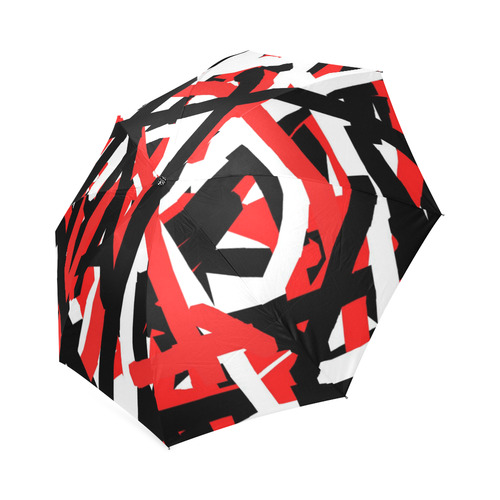 Red, Black and White Graffiti Foldable Umbrella (Model U01)