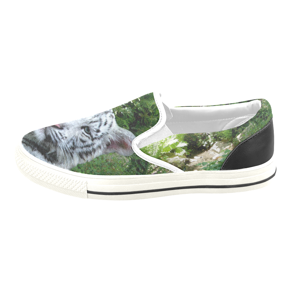 White Tiger Men's Slip-on Canvas Shoes (Model 019)