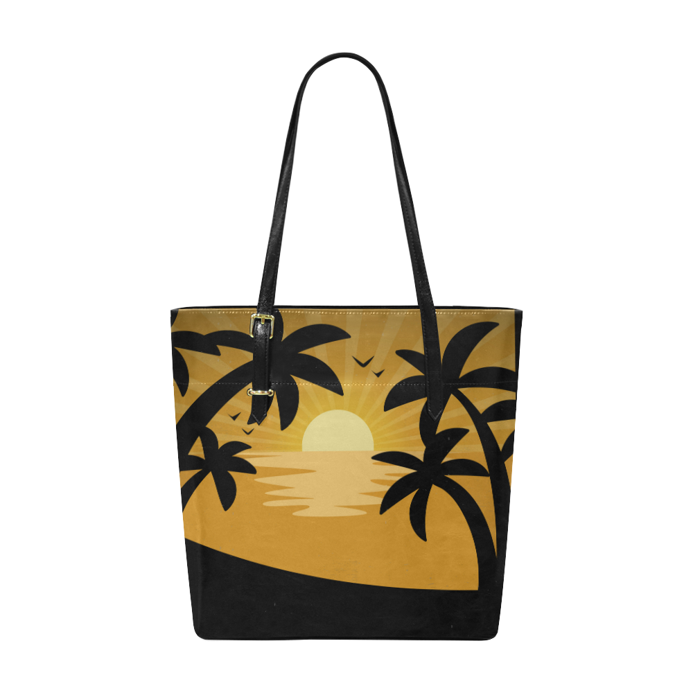 Tropical Sunset Palm Trees Summer Euramerican Tote Bag/Small (Model 1655)