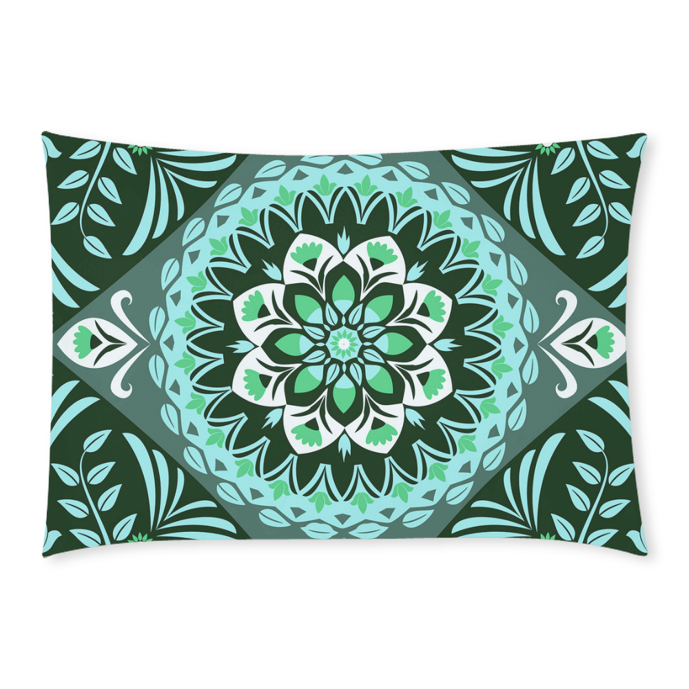 Turquoise Tulip Fractal Custom Rectangle Pillow Case 20x30 (One Side)
