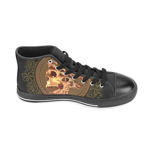 Amazing skull with floral elements Men’s Classic High Top Canvas Shoes /Large Size (Model 017)