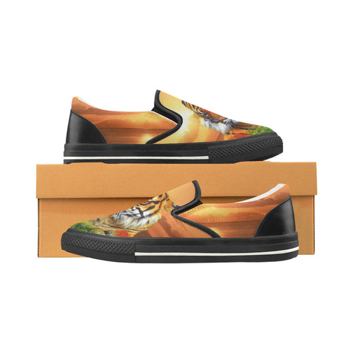 Sumatran Tiger Men's Slip-on Canvas Shoes (Model 019)