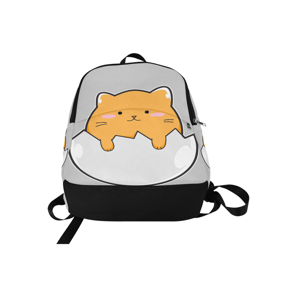 Happy Cartoon Cat Egg Fabric Backpack for Adult (Model 1659)