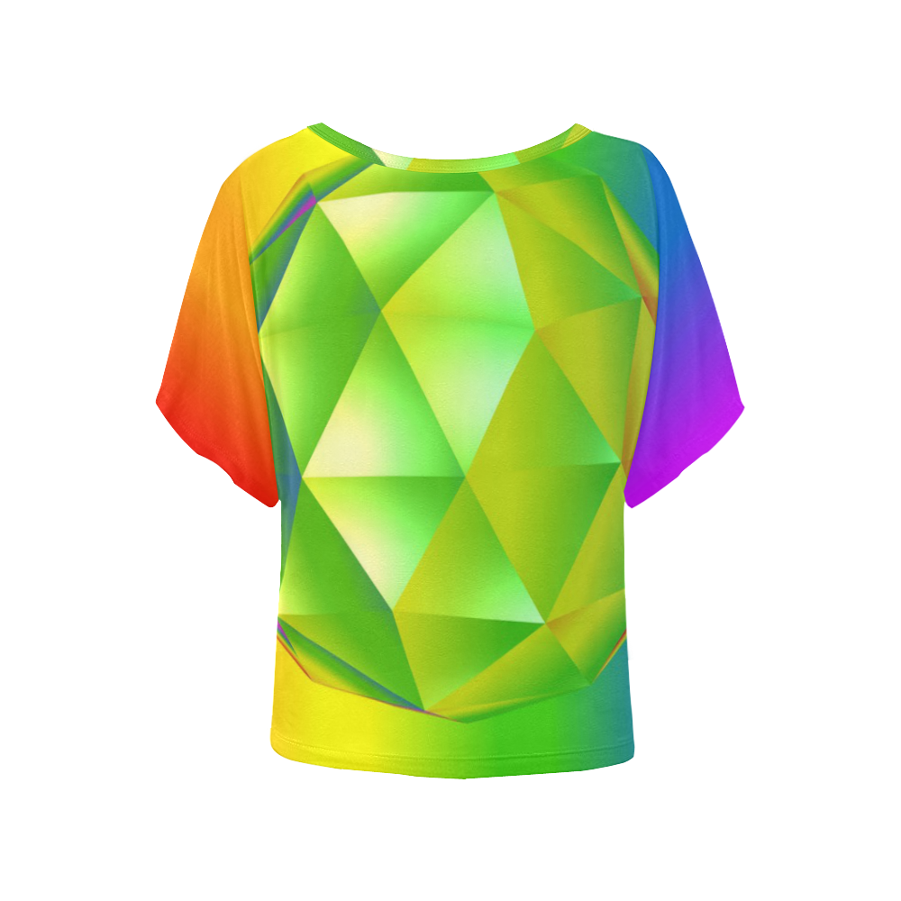 Quillt 3D Rainbow Women's Batwing-Sleeved Blouse T shirt (Model T44)