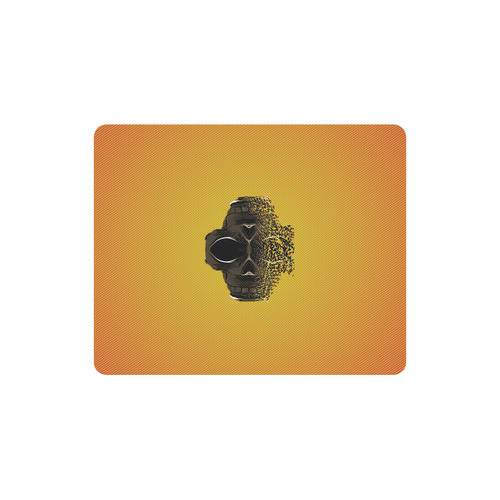 fractal black skull portrait with orange abstract background Rectangle Mousepad