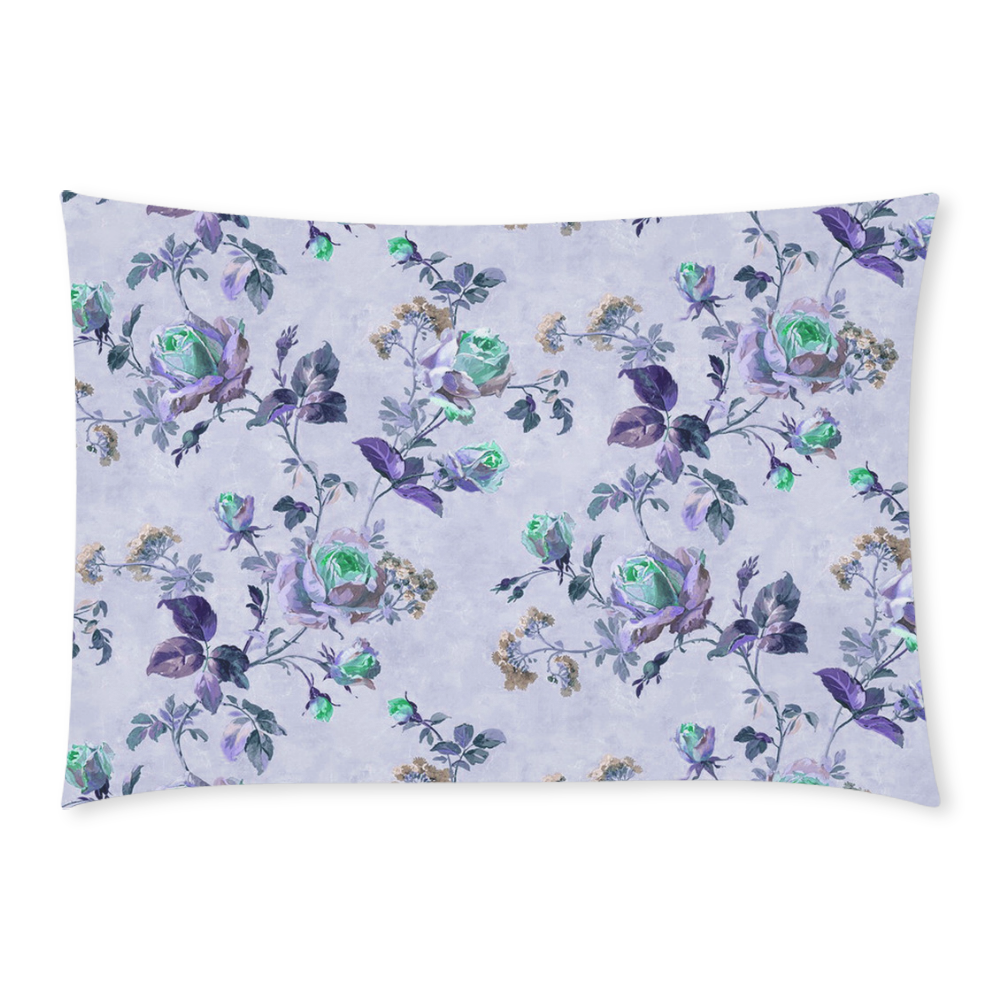 Victorian Vintage Roses Purple Custom Rectangle Pillow Case 20x30 (One Side)