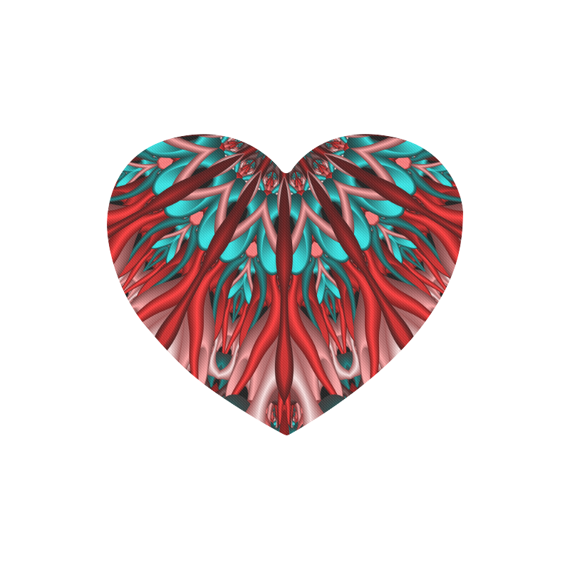 Pink teal fractal mandala Downwards Version Heart-shaped Mousepad