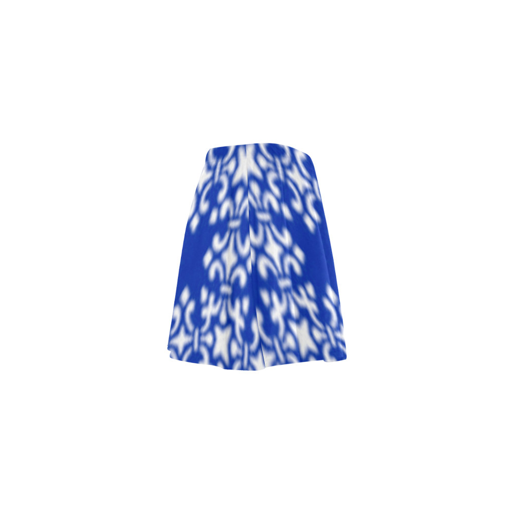 Sapphire Blue Damask Mini Skating Skirt (Model D36)