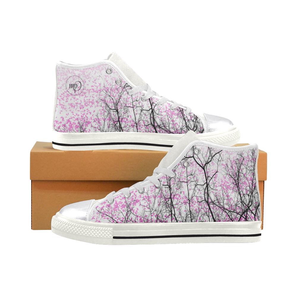 Cherry Blossom Women's Classic High Top Canvas Shoes (Model 017)