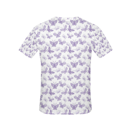Cute Purple Butterflies All Over Print T-Shirt for Women (USA Size) (Model T40)