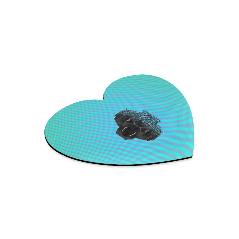 fractal black skull portrait with blue abstract background Heart-shaped Mousepad