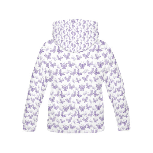Cute Purple Butterflies All Over Print Hoodie for Women (USA Size) (Model H13)
