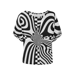 op art die vier Elemente welle by Asris Women's Batwing-Sleeved Blouse T shirt (Model T44)