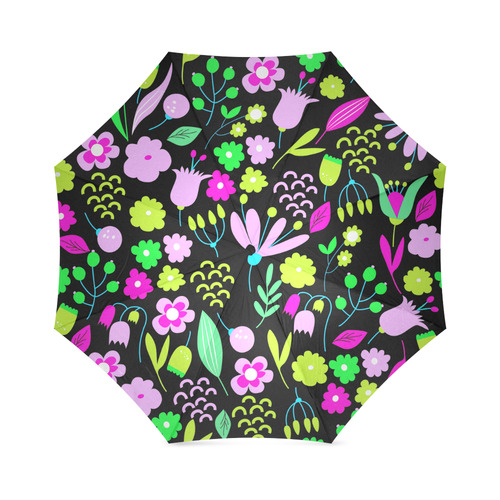 Peacock Feather Floral Pattern Print Foldable Umbrella