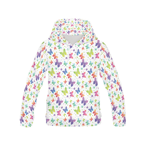 Colorful Butterflies All Over Print Hoodie for Women (USA Size) (Model H13)