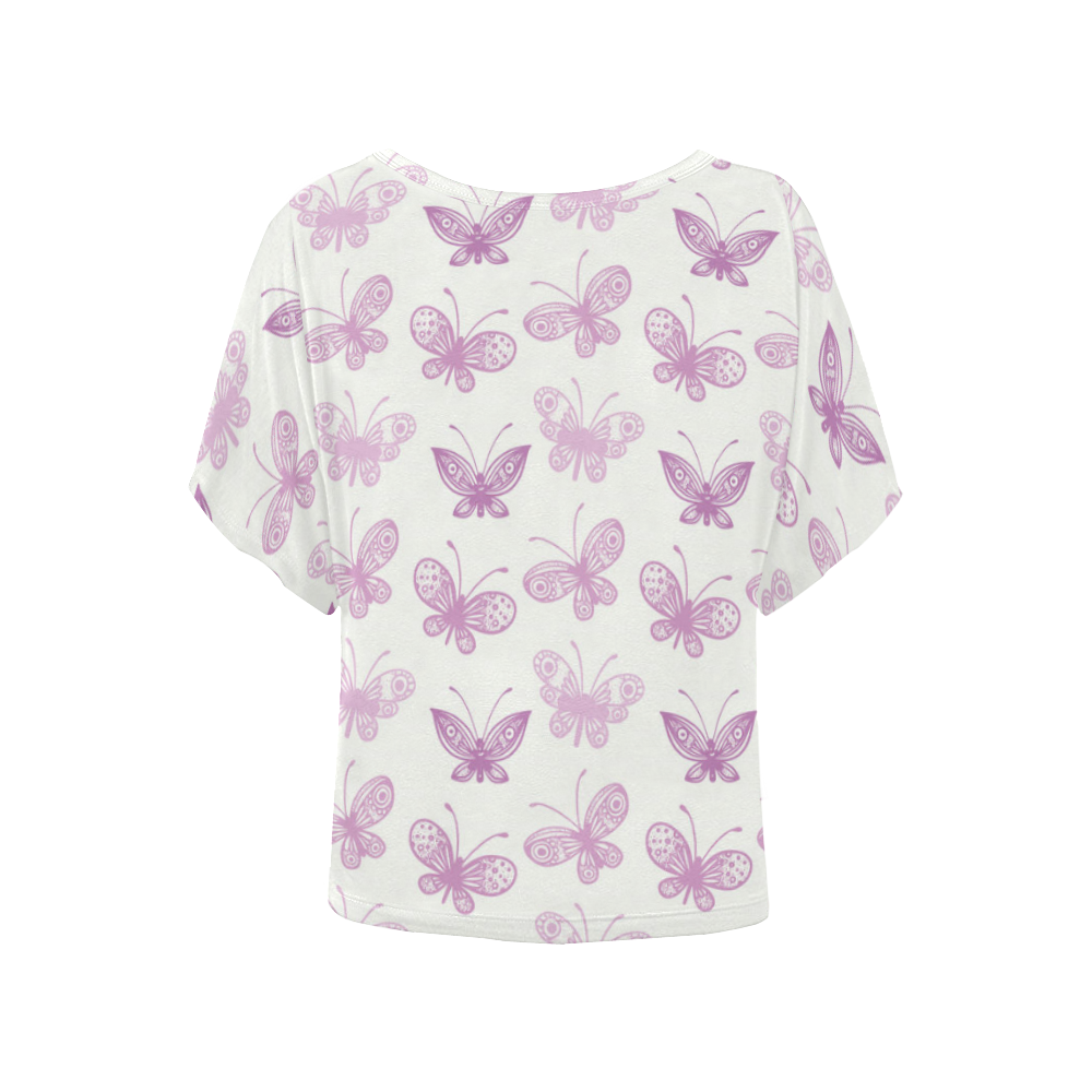 Fantastic Pink Butterflies Women's Batwing-Sleeved Blouse T shirt (Model T44)