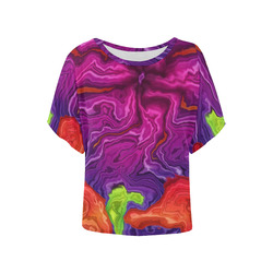 Batik Celup Women's Batwing-Sleeved Blouse T shirt (Model T44)