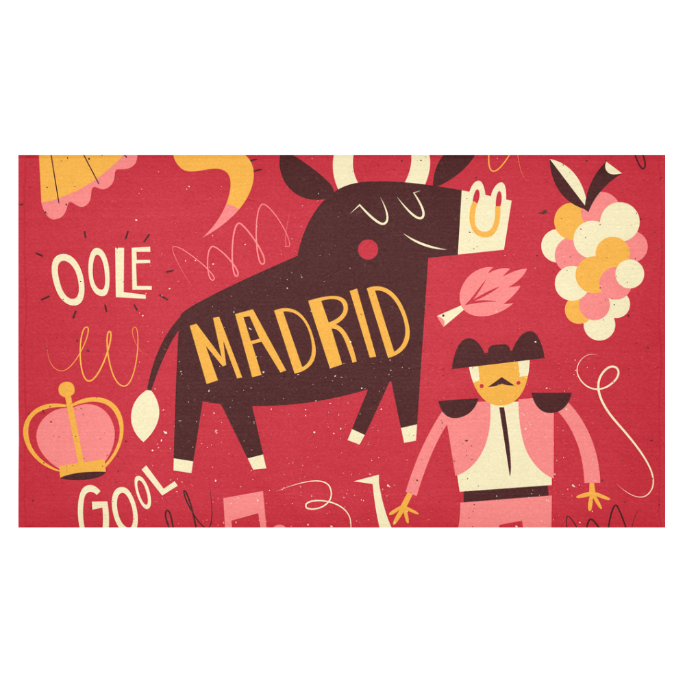 Funny Madrid Travel Bull Bullfighter Guitar Cotton Linen Tablecloth 60"x 104"
