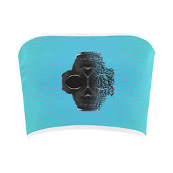 fractal black skull portrait with blue abstract background Bandeau Top