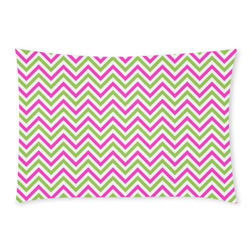 Pink Green White Chevron Custom Rectangle Pillow Case 20x30 (One Side)