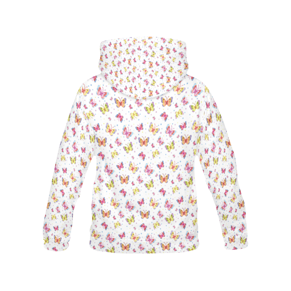 Watercolor Butterflies All Over Print Hoodie for Women (USA Size) (Model H13)