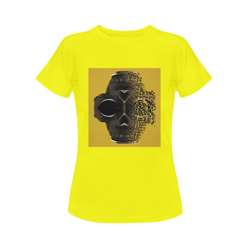 fractal black skull portrait with orange abstract background Women's Classic T-Shirt (Model T17）