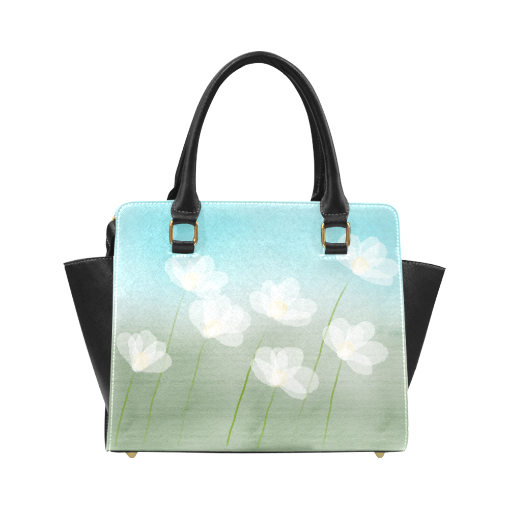 White Flowers. Inspired by the Magic Island of Gotland. Classic Shoulder Handbag (Model 1653)