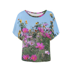 Somer Flower Women's Batwing-Sleeved Blouse T shirt (Model T44)
