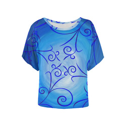 Blau Blau Women's Batwing-Sleeved Blouse T shirt (Model T44)