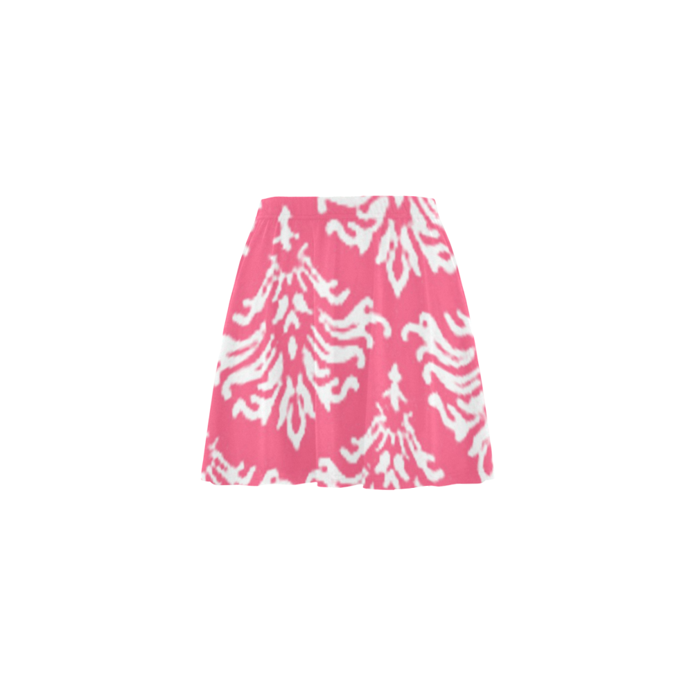 Pink Damask Mini Skating Skirt (Model D36)