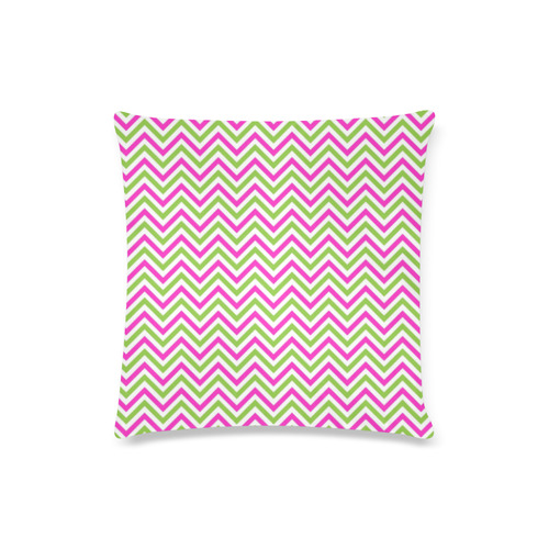 Pink Green White Chevron Custom Zippered Pillow Case 16"x16"(Twin Sides)