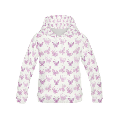 Fantastic Pink Butterflies All Over Print Hoodie for Women (USA Size) (Model H13)