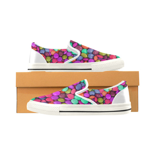 candy buttons Women's Slip-on Canvas Shoes/Large Size (Model 019)